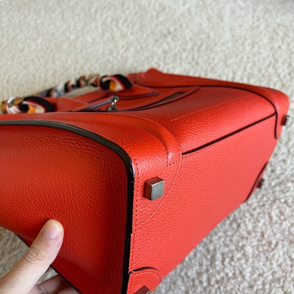 Celine Drummed Calfskin Micro Luggage Vermillion - Picture 2 of 13